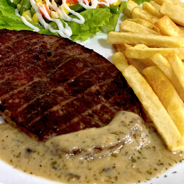 Beef Steak with Mushroom Sauce